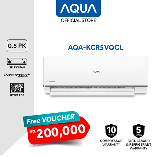 AQUA Elektronik Air Conditioner AC AQA-KCR5VQCL 1/2 PK Inverter Clean Cool