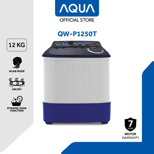 AQUA Elektronik Mesin Cuci Twin Tube 12 Kg QW-P1250T