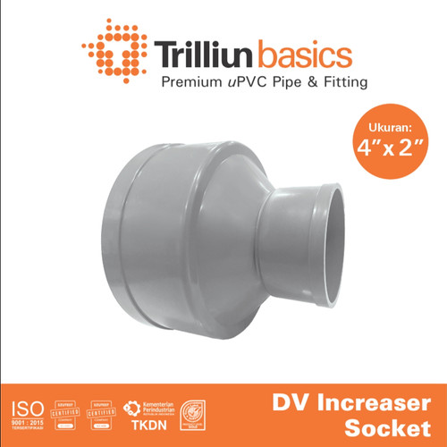 Fitting Pipa uPVC Trilliunbasics DV Increaser Socket 4" x 2" Inch