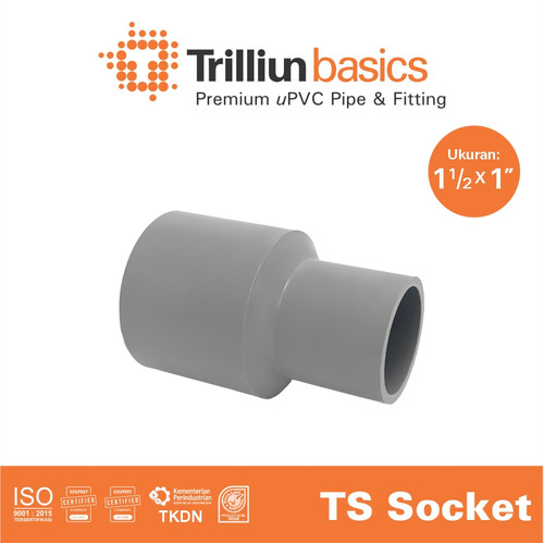 Fitting Pipa uPVC Trilliunbasics TS Reducer Socket 1 1/2" x 1" Inch