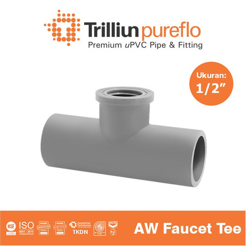 Fitting Pipa uPVC Trilliunpureflo AW Faucet Tee 1/2" Inch