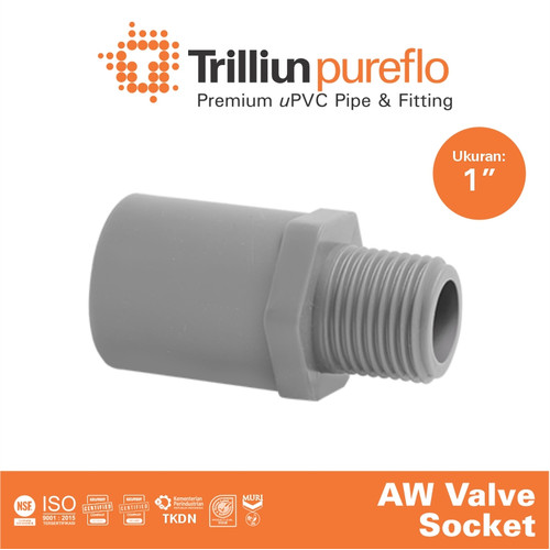 Fitting Pipa uPVC Trilliunpureflo AW Valve Socket - 1" Inch