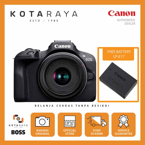 Canon EOS R100 Kit RF-S 18-45mmMirrorless Camera - Garansi Resmi