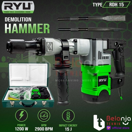 Ryu Demolition Hammer Drill RDH 15 1200 Watt Mesin Bobok Beton RDH15