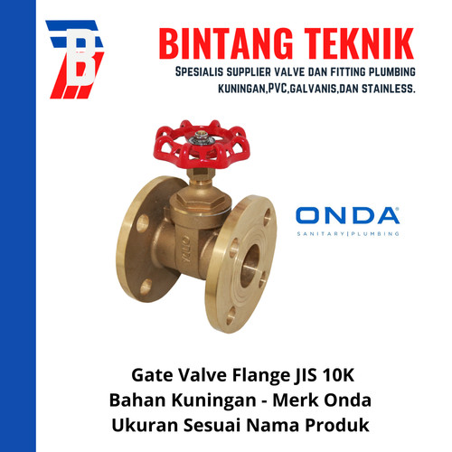 Gate Valve Flange 1 1/2" Kuningan Onda JIS 10K