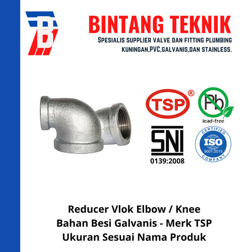 Reducer Elbow / Knee 3/4" x 1/2" Besi Galvanis TSP