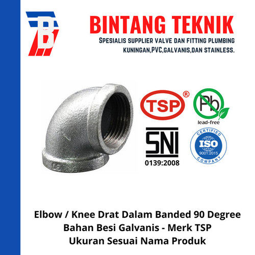 Elbow / Knee 3/4" inch Besi Galvanis TSP 90 Derajat