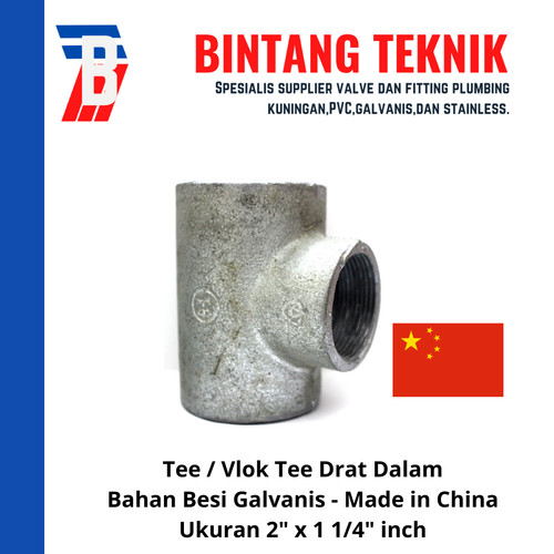 Vlok Tee 2" x 1 1/4" inch Besi Galvanis