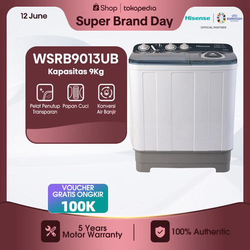 Hisense Mesin Cuci 2 Tabung Top Loading 9KG Washing Machine WSRB9013UB