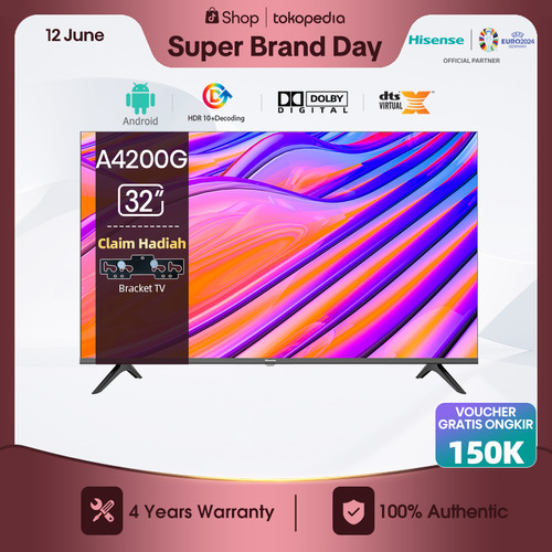 Hisense 32 inch Android11 Bezelless Design Voice Control TV - 32A4200G