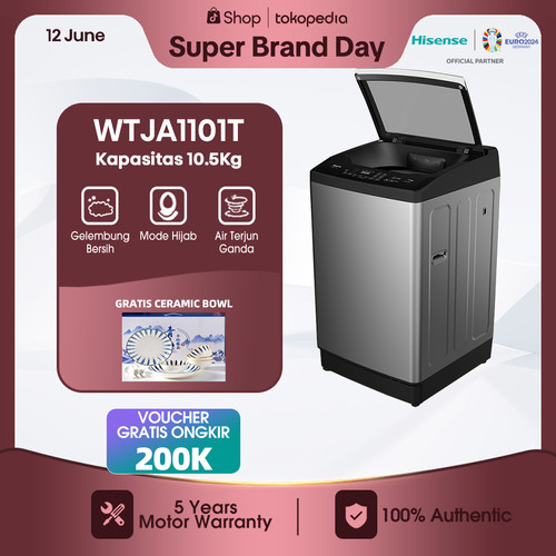 Hisense Mesin Cuci 1 Tabung Top Loading 10 kg 10.5 kg Washer WTJA1101T