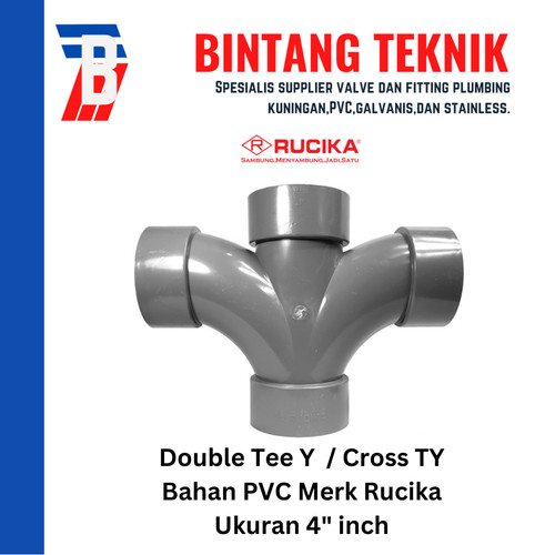 Large Radius Double Tee Y 4" inch PVC Rucika D (Tipis)