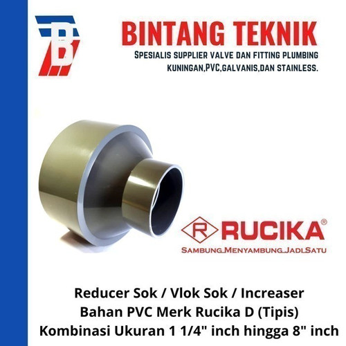 Reducer Sok / Vlok Sok 8" x 4" PVC Rucika D - Increaser