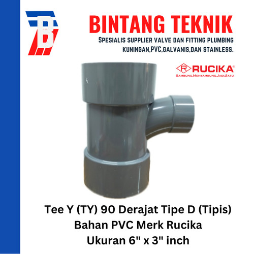 Large Radius Tee Y 6" x 3" inch PVC Rucika D