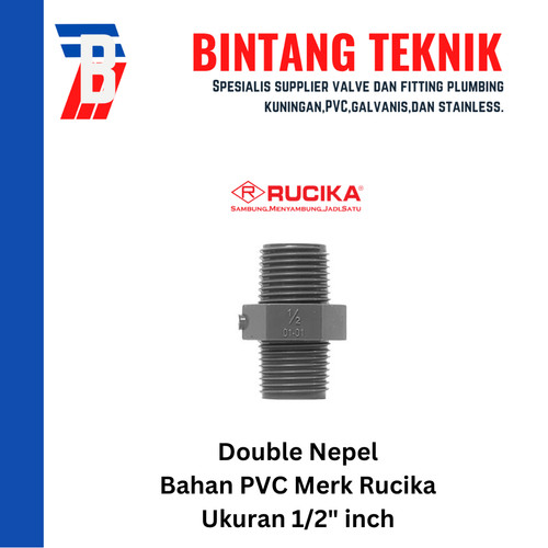 Double Nepel / Double Nipple 1/2" inch PVC Rucika AW (Tebal)