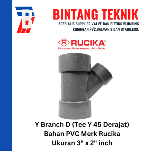 Vlok Tee Y Branch PVC Rucika 3" x 2" - D (Tipis)