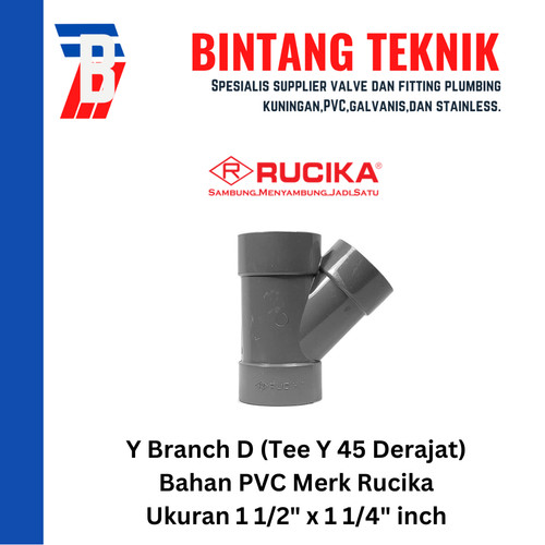 Vlok Tee Y Branch PVC Rucika 1 1/2" x 1 1/4" - D (Tipis)