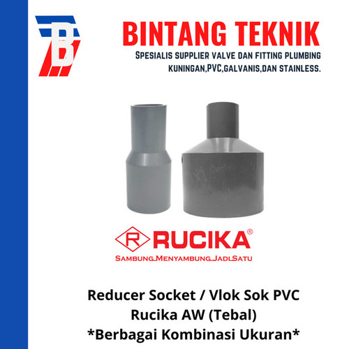 Reducer Sok / Vlok Sok 3/4" X 1/2" PVC Rucika AW