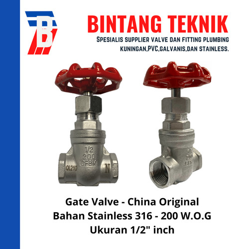 Gate Valve Stainless (SUS) 316 1/2" inch - China