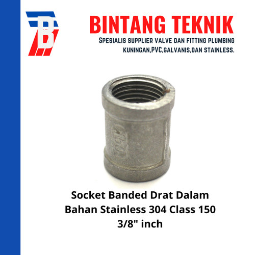 Socket Banded Stainless / Sok Drat Dalam Stainless 304 3/8" inch