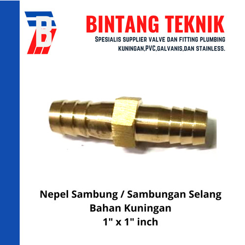 Nepel Sambung / Sambungan Selang Kuningan 1" inch