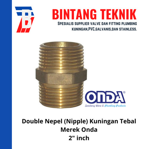 Double Nepel (Nipple) Kuningan 2" inch Merek Onda