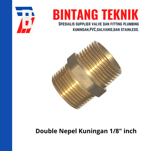 Double Nepel (Nipple) Kuningan 1/8" inch