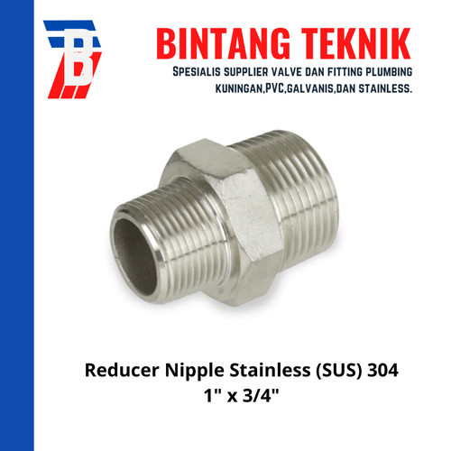 Reducer Nipple SS 304 Uk. 1" x 3/4"