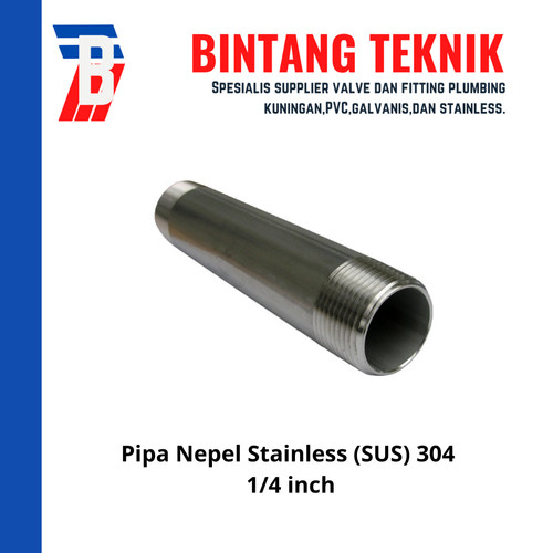 Pipa Nipple Stainless Steel 304 ukuran 1/4 inch