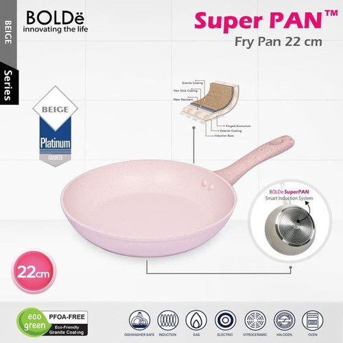 BOLDe Super Pan 22 cm Fry Pan Beige SuperPan Wajan Kuali Panci Wok