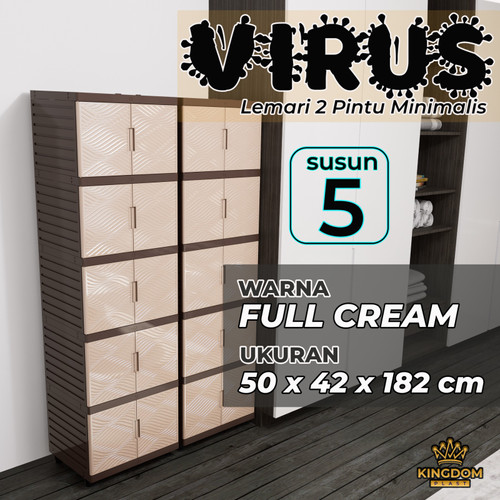 Lemari 2 Pintu Susun 5 Kingdom Virus 5 Tingkat Laci Drawer Plastik