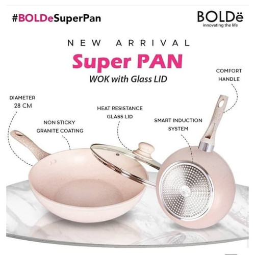 BOLDe Super Pan 28 cm Wok + Lid Granite Series 28cm Superpan Wajan