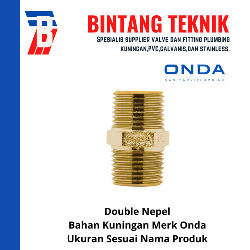 Double Nepel Kuningan 1/2" inch Merk Onda