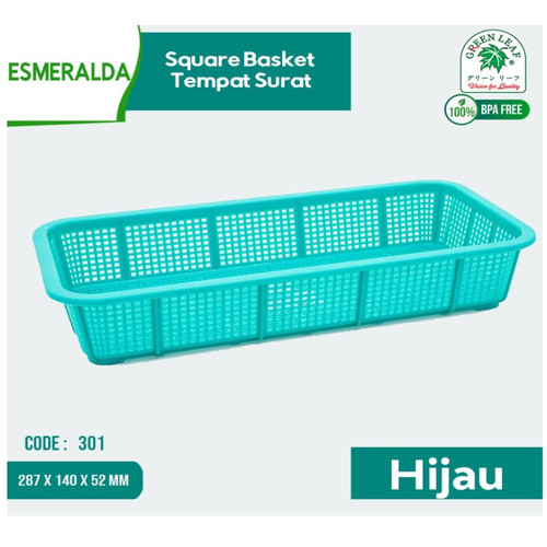 Green Leaf 301 Keranjang Nampan Square Basket Tempat Surat Tray Segi