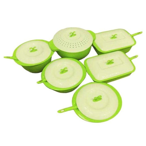 Asvita Emerald Family Set 6 Pcs Green Hijau Wadah Saji Makanan Plastik