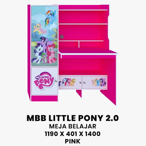 Olympic Meja Belajar Anak MBB Little Pony Karakter Tulis Besar Kayu