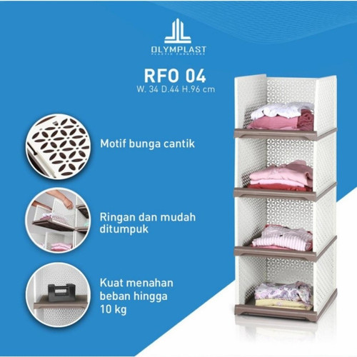 Olymplast RFO 04 Rak Susun Flexible Plastik Pakaian Dapur Buku Mainan