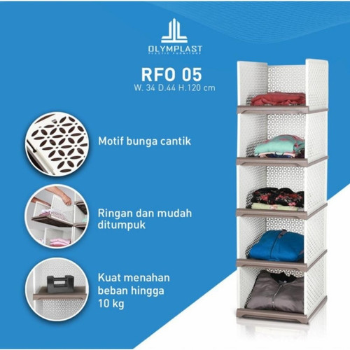 Olymplast RFO 05 Rak Susun Flexible Plastik Pakaian Dapur Buku Mainan