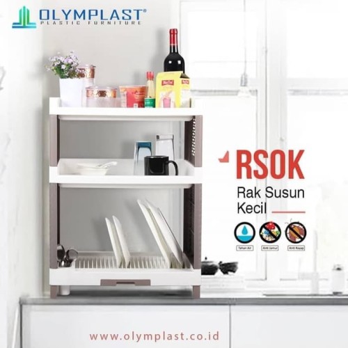 Olymplast RSOK 03 Rak Piring Plastik Susun 3 Kitchen Dapur Gelas