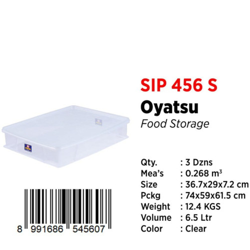 Shinpo 456 S Sealware Segi Kotak Box Tempat Donat Kue 6,5 Liter Oyatsu