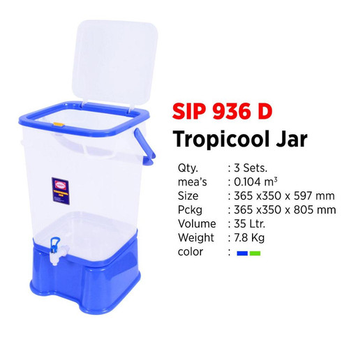 Shinpo 936 D Toples Dispenser Tropicool Jar 35 Liter Aquarium Es Buah