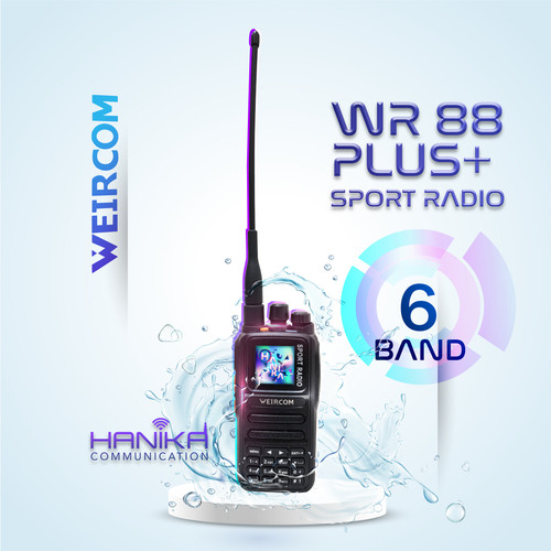 Weircom WR-88 Plus 10W 6 Band IP68 Hitam Ori Black WR88 WR88 Plus