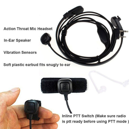 Handsfree Leher HT Cina Baofeng Kenwood UV5 BF888s Throat Mic Motor