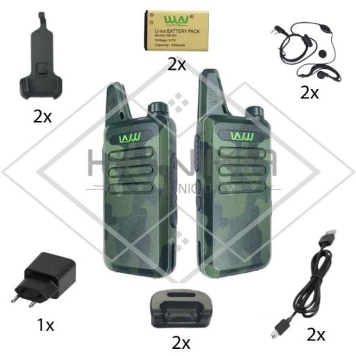 Sepasang WLN KD-C1 HT UHF Hijau Garansi Free Handsfree Lengkap Loreng