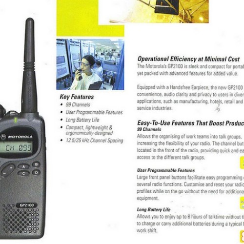 Motorola GP2100 UHF Ori 435-480 Limited Tanpa Keypad Handie Talkie