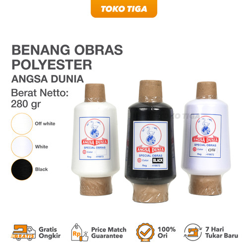 Benang Obras Polyester Angsa Dunia Ukuran 280 Gram / 500 Gr / 1/2 kg