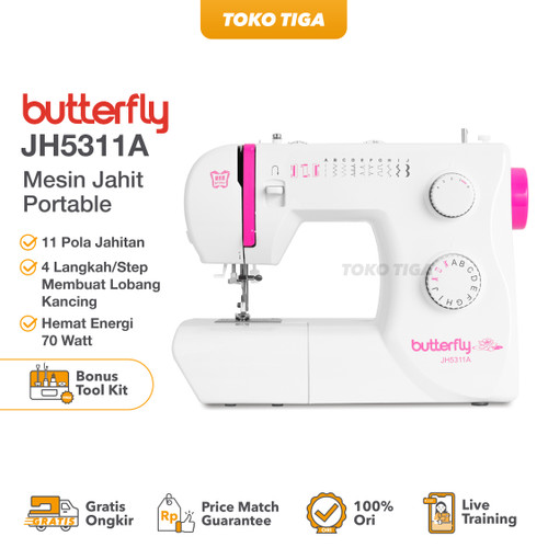 Mesin Jahit BUTTERFLY JH 5311 A / JH5311A ( Multifungsi & Portable )