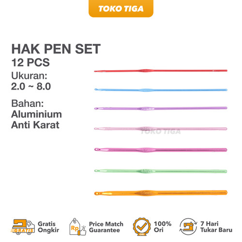 Hak Pen Set / Jarum Rajut Anti Karat / Crochet Hook