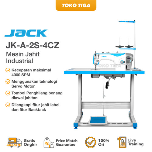 Mesin Jahit Jarum 1 Servo JACK A2S - 4CZ Auto Trimmer + Jahit Label