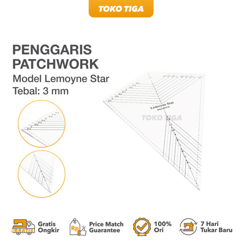 Penggaris Patchwork / Quilting Ruler Lemoyne Star (DT-10)